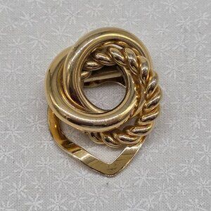 Gold-Tone Knot Design Scarf Clip With Rope Twist Detailing & Secure Clasp 1.25"